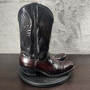 Laredo Mens Size 8 1/2 EE Red Mahogany Leather Cowboy Pull On Boots